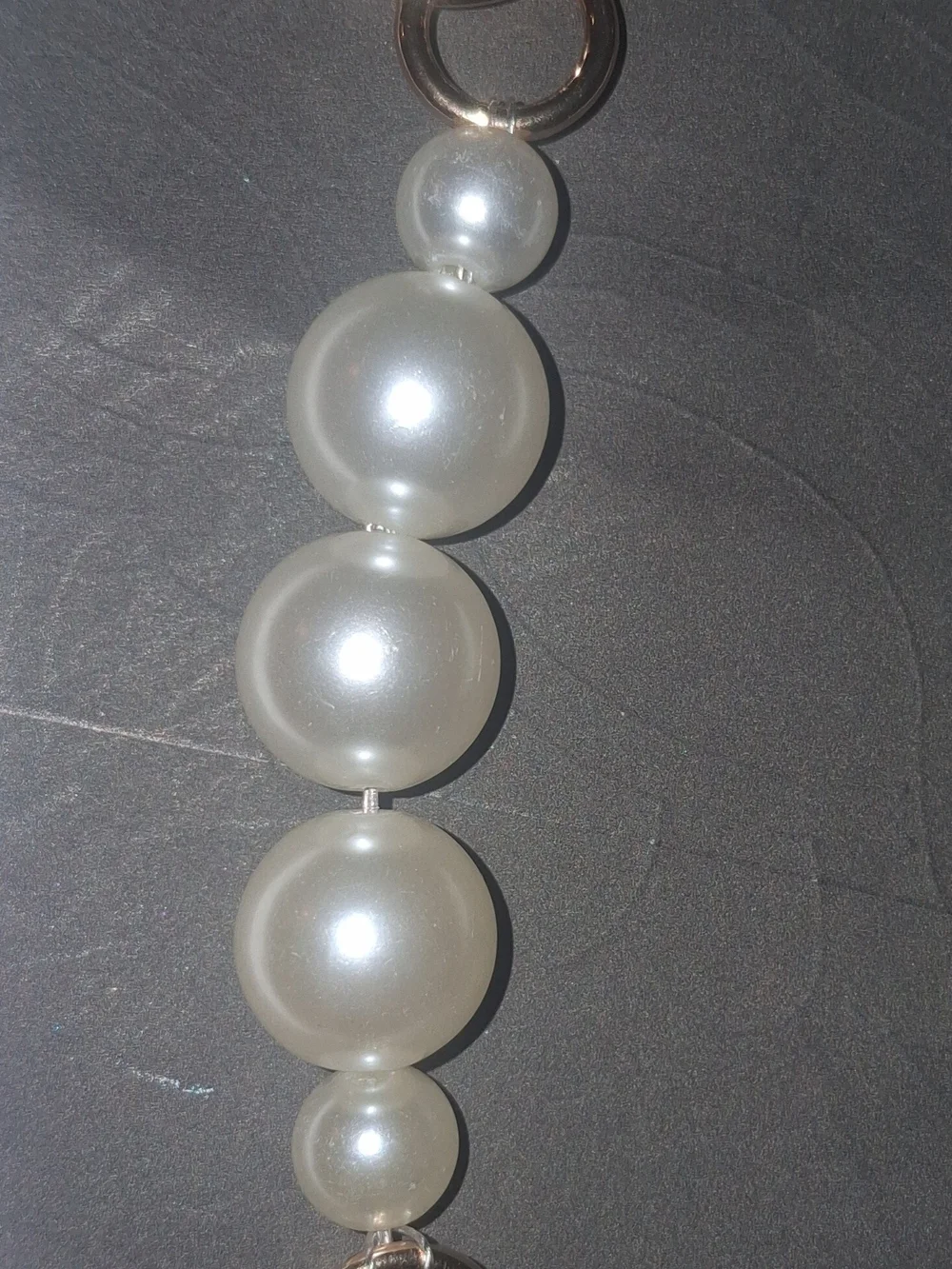 Classic Pearl Drop Charm Bracelt Keychain Purse Accessory Gold and White